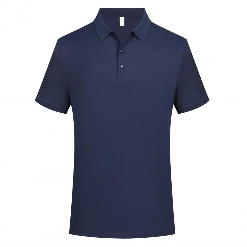 Men's solid colour cotton lapel polo shirt with short sleeves in slim fit