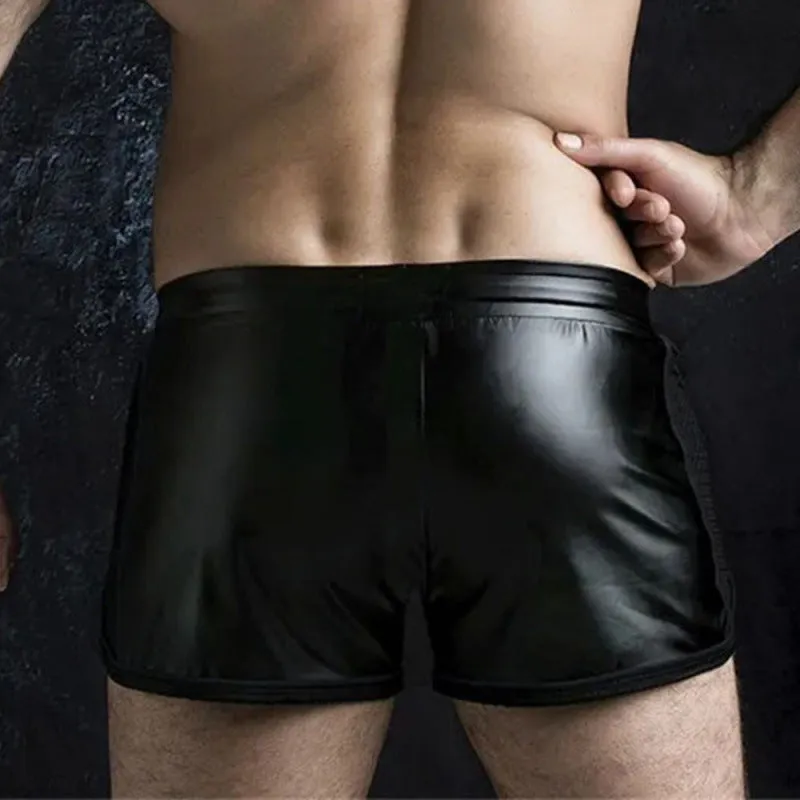 Breathable sports casual biker leather shorts for teenagers, mid waist, cropped, PU with rabbit fur lining, black