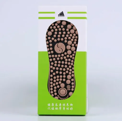 Combed cotton acupoint massage socks with Yongquan and gonad pressure points in black blue and white