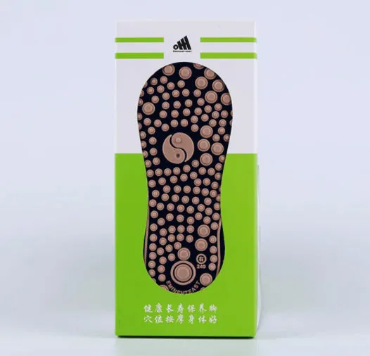 Combed cotton acupoint massage socks with Yongquan and gonad pressure points in black blue and white
