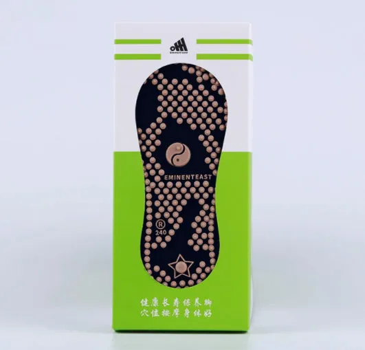 Combed cotton acupoint massage socks with Yongquan and gonad pressure points in black blue and white