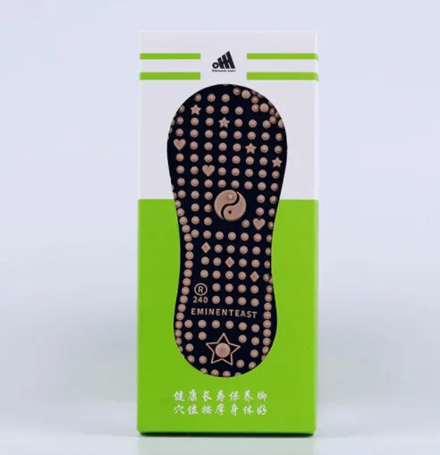Combed cotton acupoint massage socks with Yongquan and gonad pressure points in black blue and white
