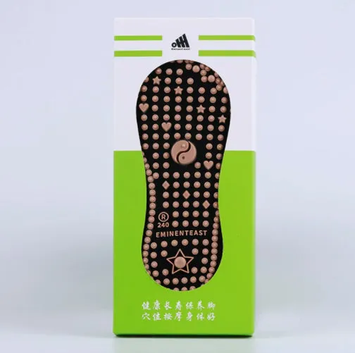 Combed cotton acupoint massage socks with Yongquan and gonad pressure points in black blue and white