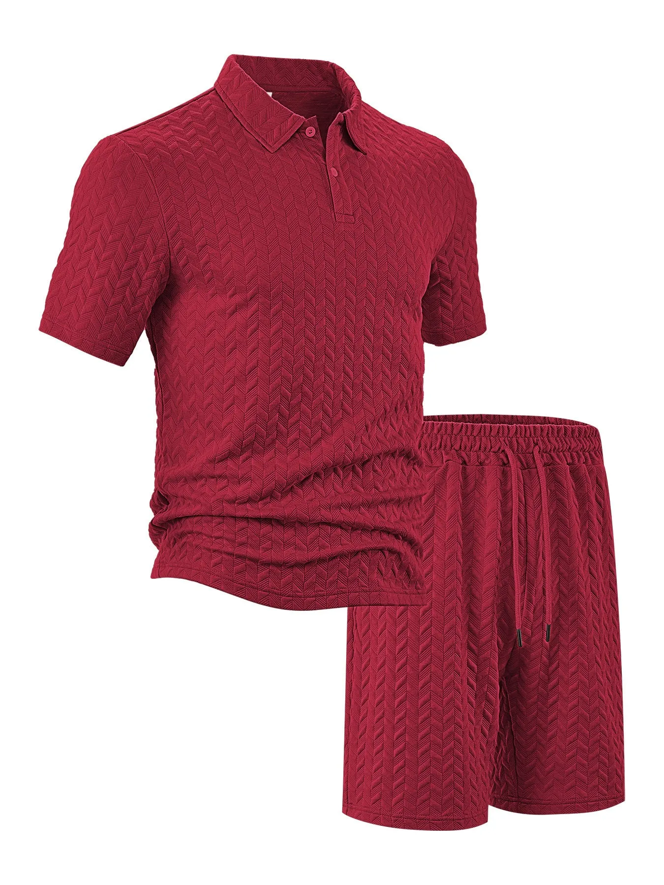 Men's summer lapel short sleeve shirt suit set with trousers in six colours, polyester fibre, sizes S to XXXL