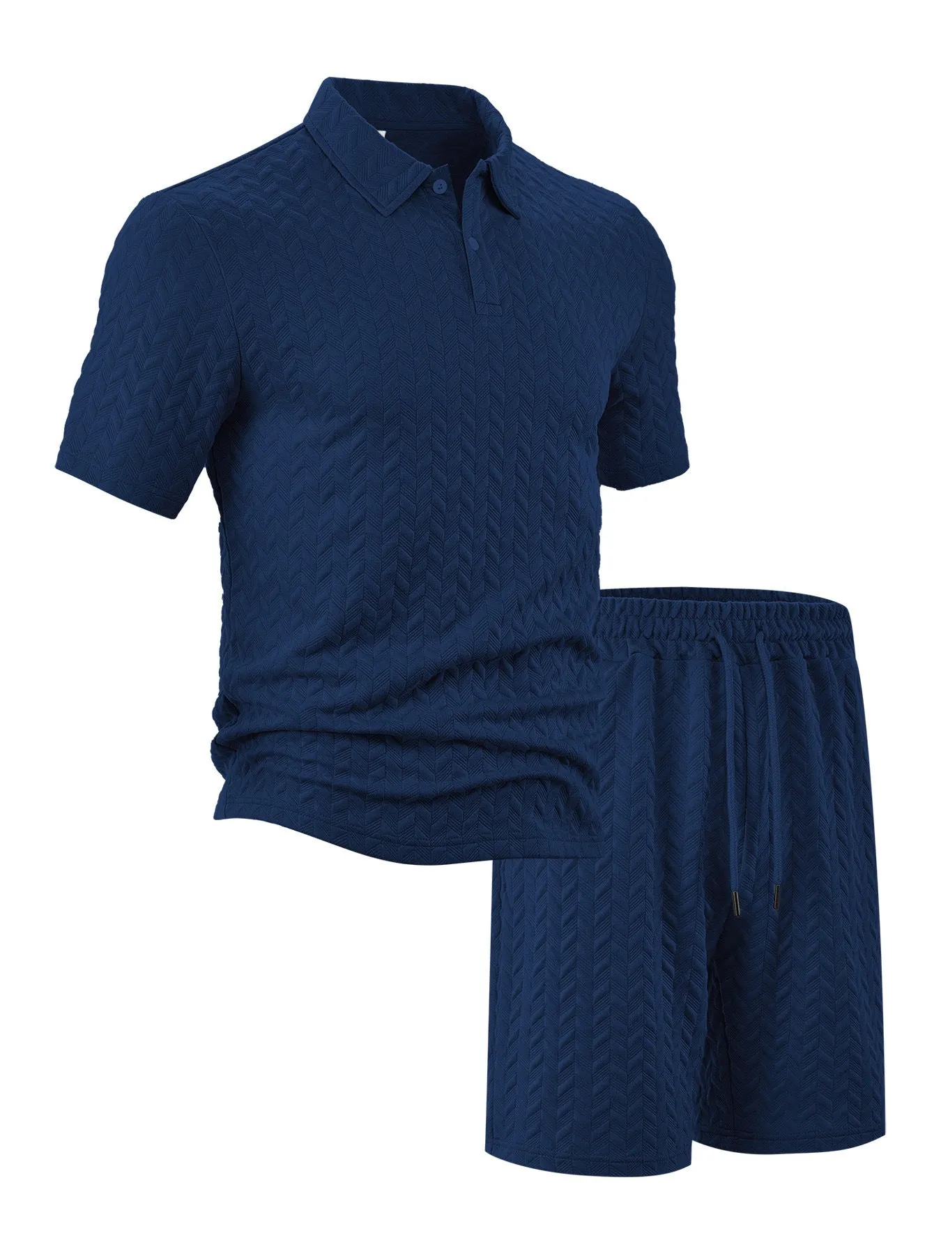 Men's summer lapel short sleeve shirt suit set with trousers in six colours, polyester fibre, sizes S to XXXL