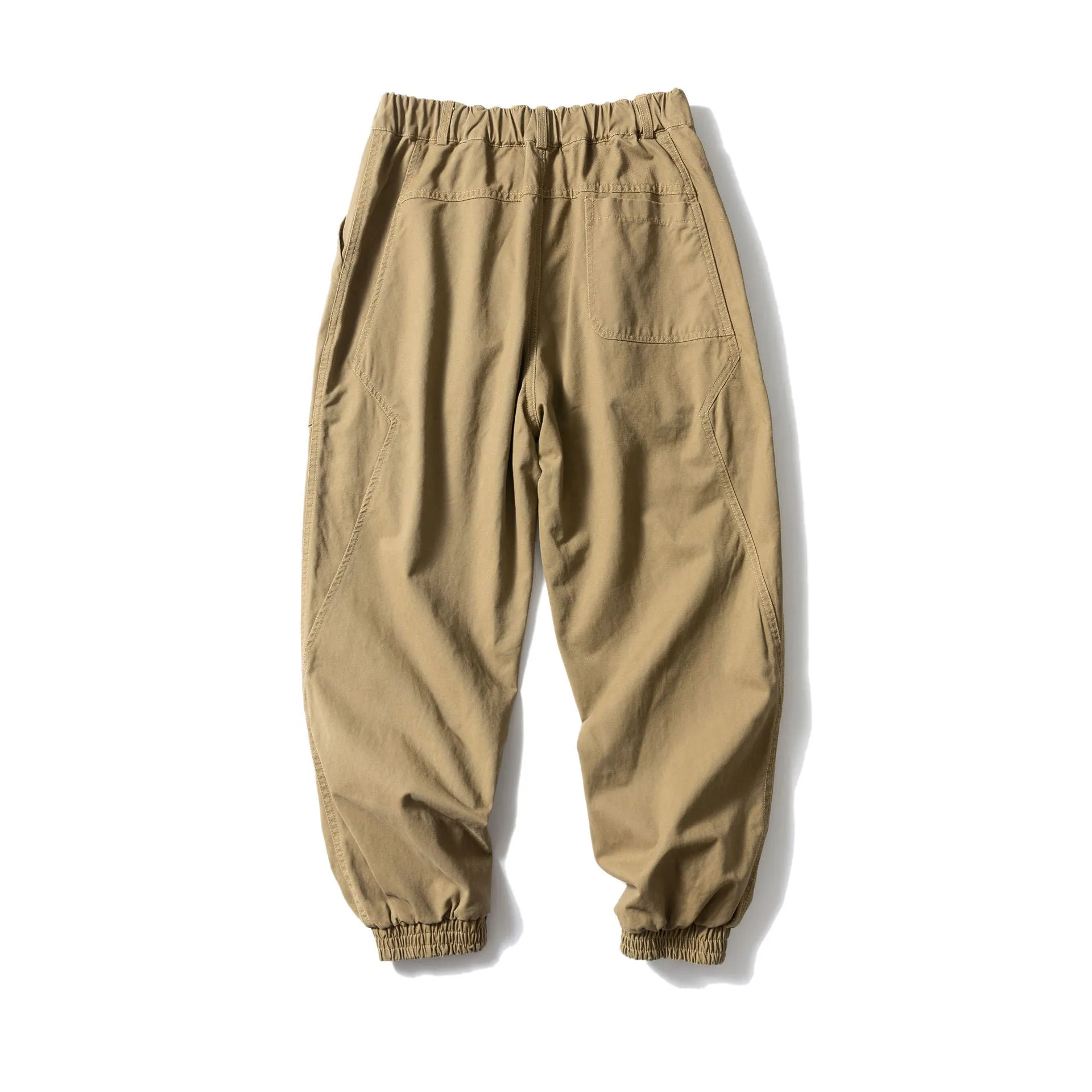 Cotton tapered casual pants with ankle tied design in black or khaki colour
