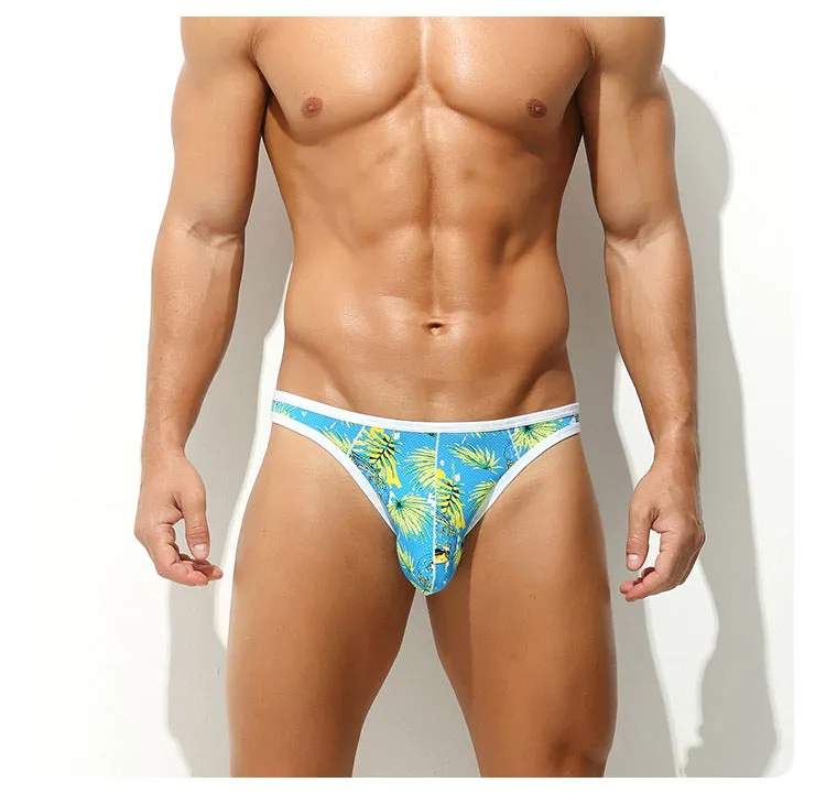 High elastic ice silk mesh men's sports breathable shorts in low waist briefs style, nylon knit