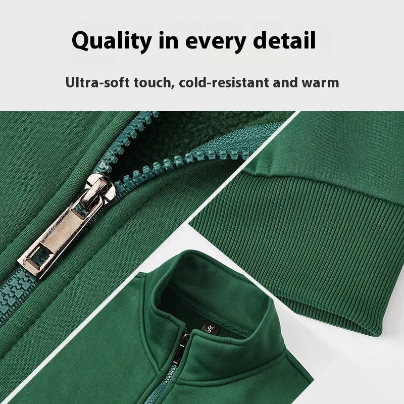 Unisex velvet sweater coat in black with long sleeves and normal length spandex fabric for winter cold protection