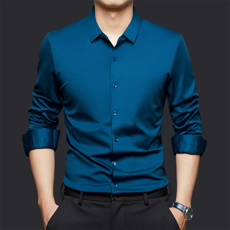 Seamless elastic long sleeve shirt in cardigan style available in multiple colours