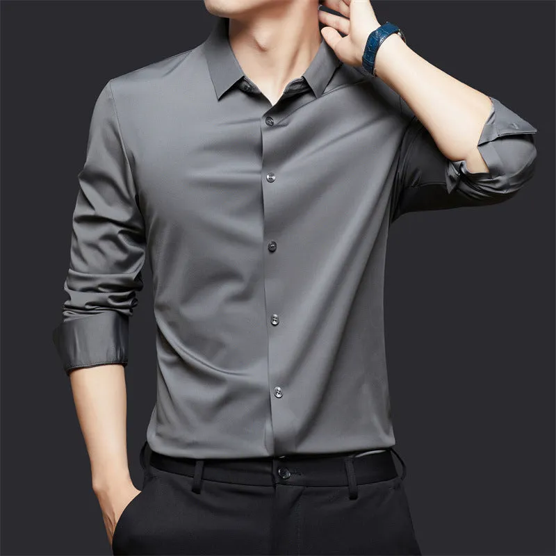 Seamless elastic long sleeve shirt in cardigan style available in multiple colours