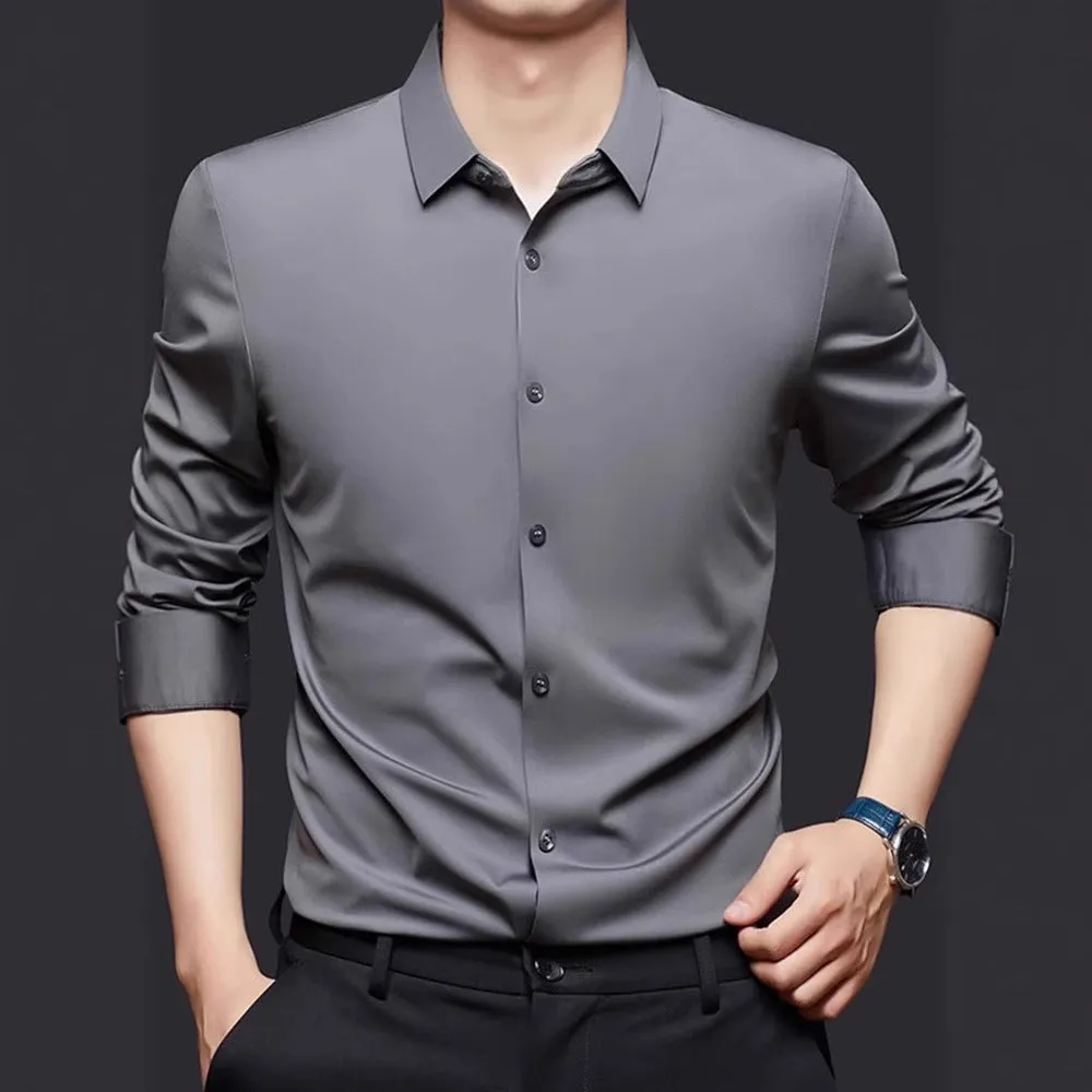 Seamless elastic long sleeve shirt in cardigan style available in multiple colours