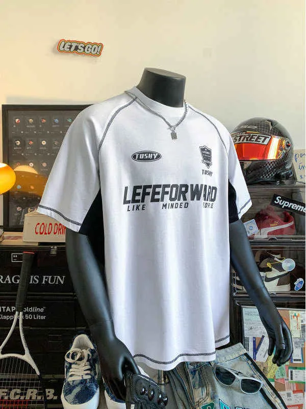 Men's loose round-neck short-sleeve polyester sports t-shirt in black
