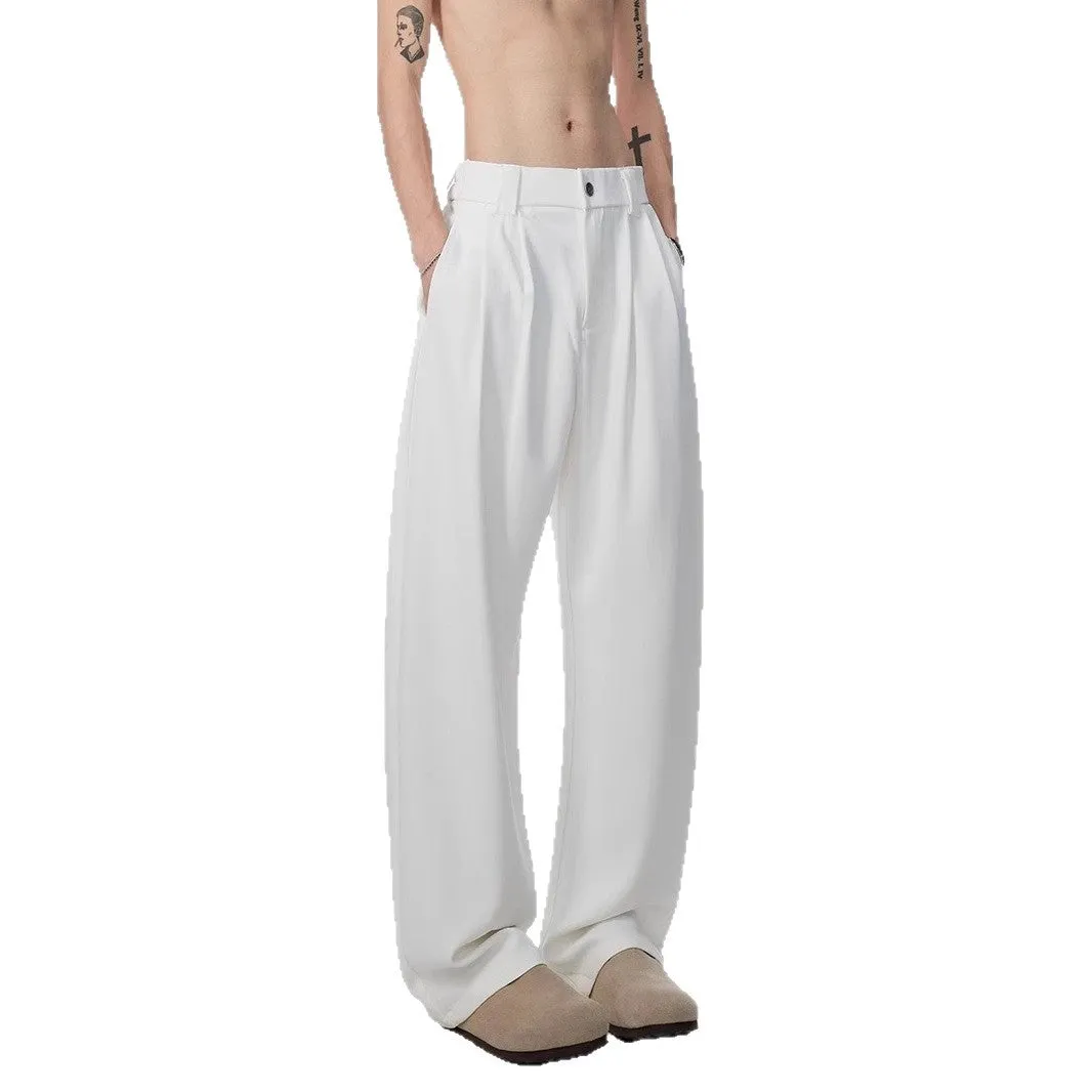Men's solid colour ice silk leggings in black with micro elastic polyester fabric