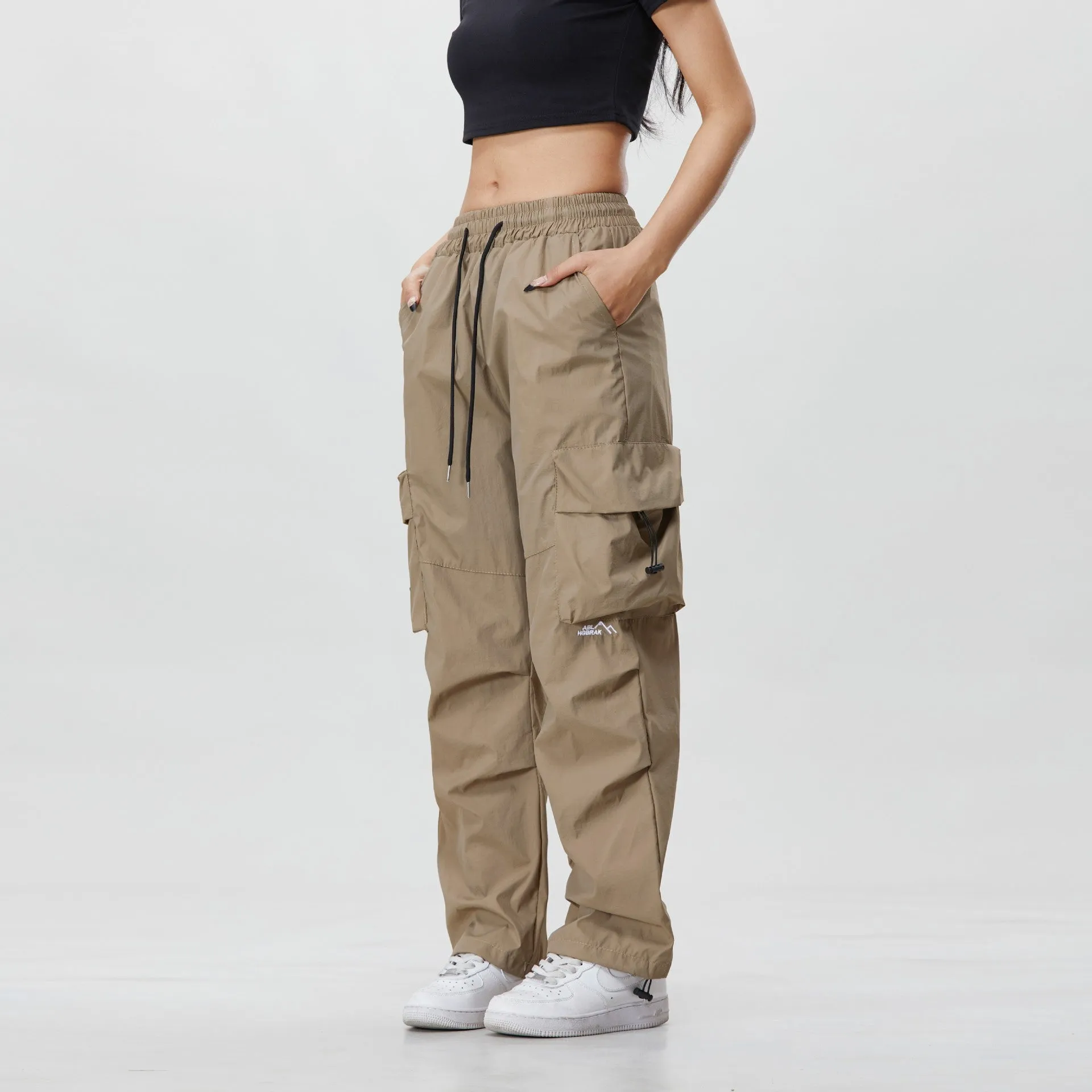 Men's retro workwear waterproof mountain trousers in black, cotton polyester blend, mid-waist