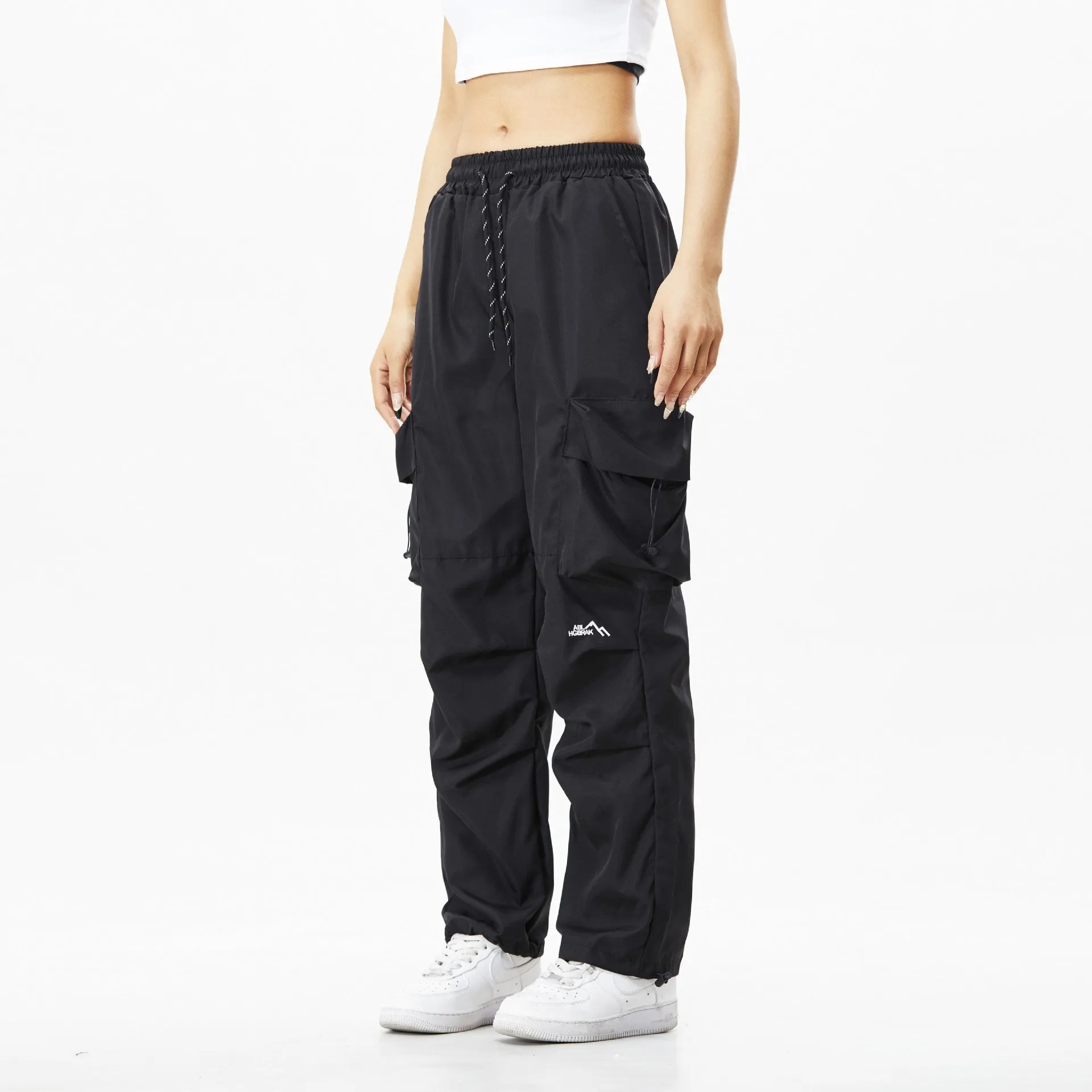 Men's retro workwear waterproof mountain trousers in black, cotton polyester blend, mid-waist