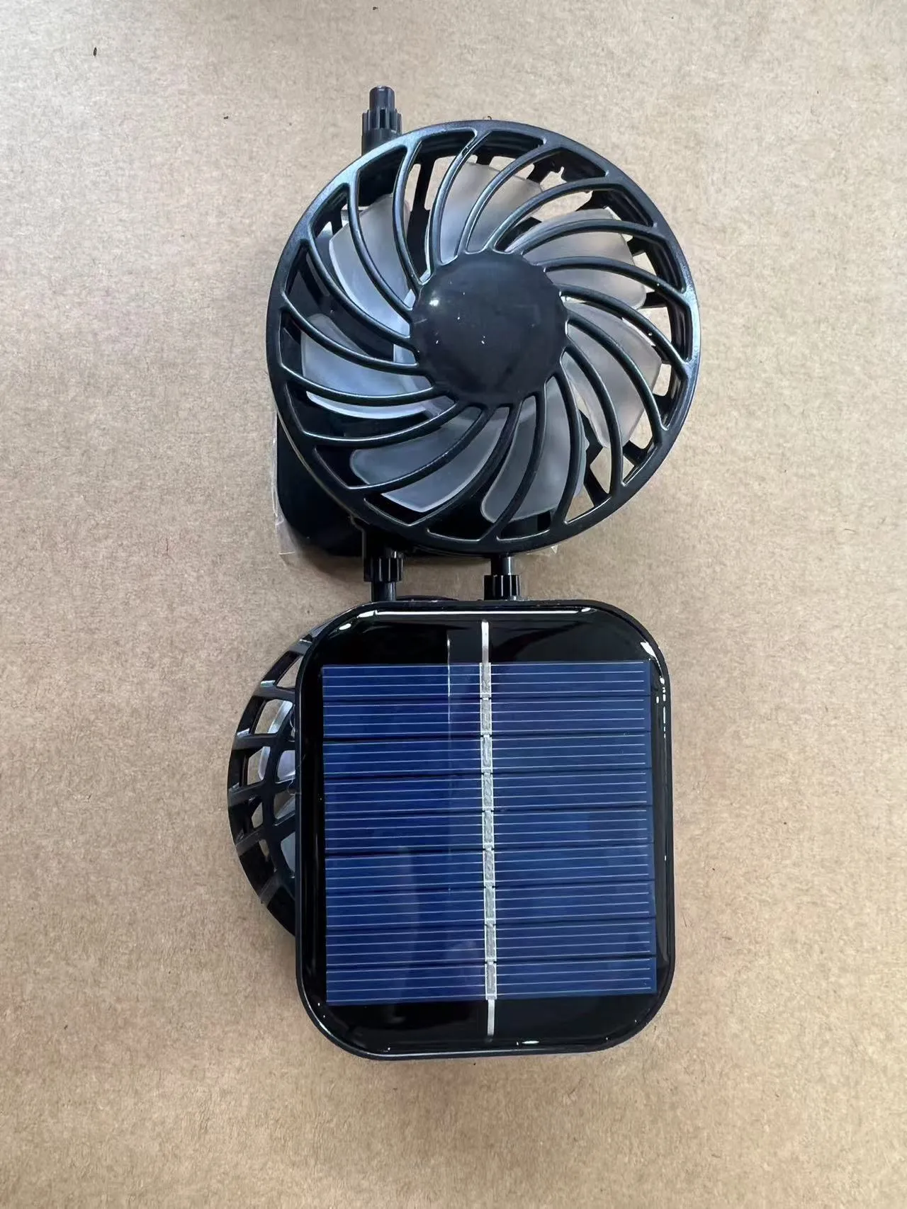Men's grey solar fan cap with large shading eave and integrated cooling fan on brim.