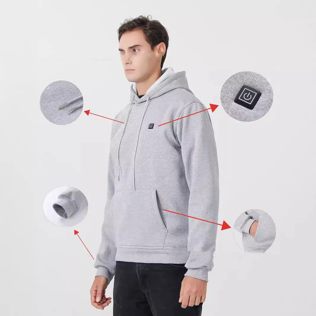 Men's hooded heating sweater black zone 5 cardigan with zipper pockets slim fit long sleeve