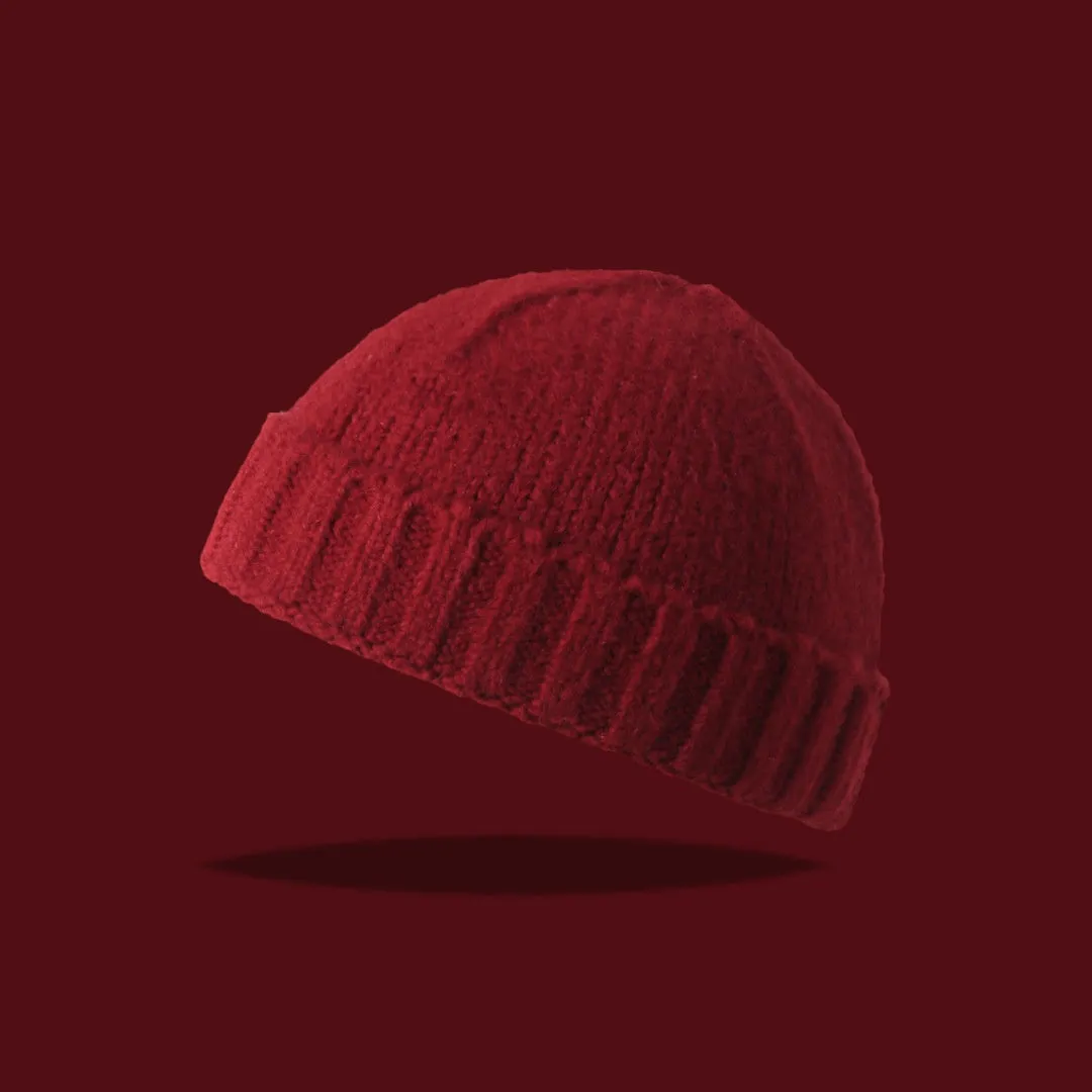 Acrylic knitted beanie hat women dome crown elastic cap circumference 56-59cm twelve colours including black beige and navy blue