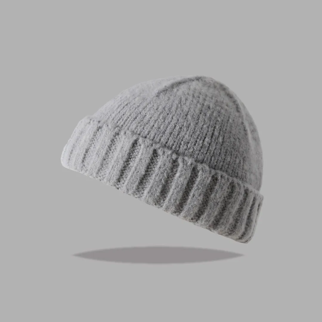 Acrylic knitted beanie hat women dome crown elastic cap circumference 56-59cm twelve colours including black beige and navy blue
