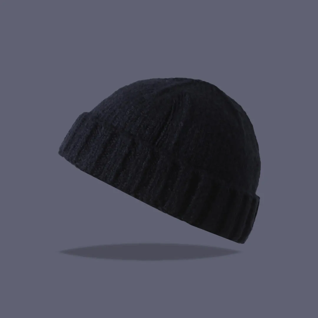 Acrylic knitted beanie hat women dome crown elastic cap circumference 56-59cm twelve colours including black beige and navy blue
