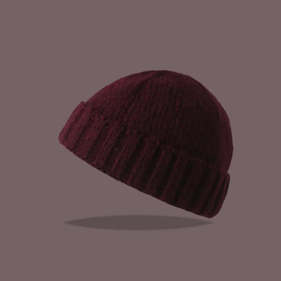 Acrylic knitted beanie hat women dome crown elastic cap circumference 56-59cm twelve colours including black beige and navy blue