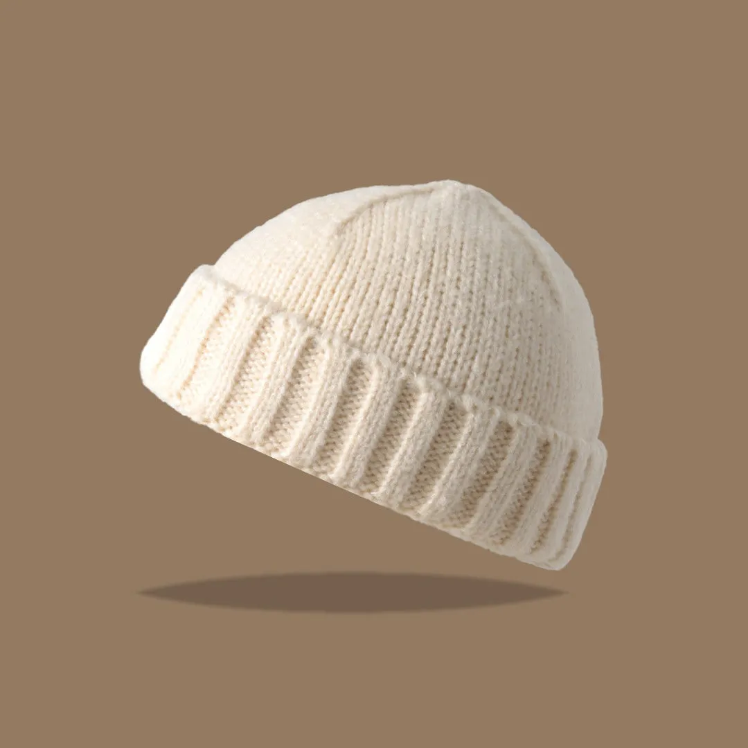 Acrylic knitted beanie hat women dome crown elastic cap circumference 56-59cm twelve colours including black beige and navy blue
