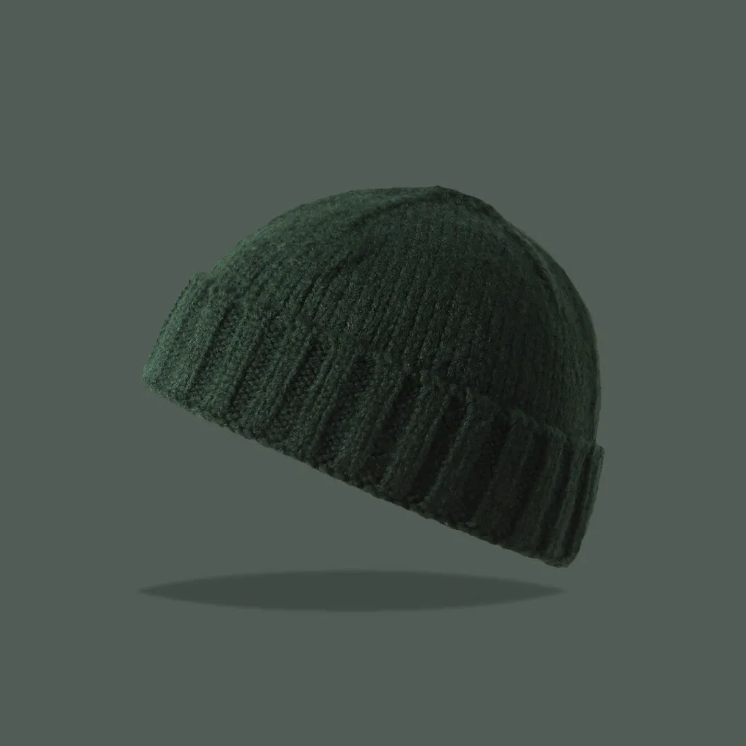 Acrylic knitted beanie hat women dome crown elastic cap circumference 56-59cm twelve colours including black beige and navy blue