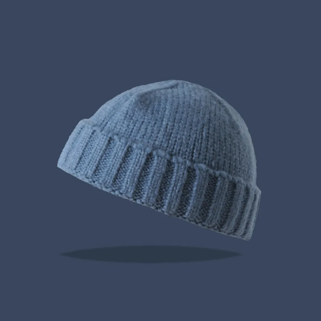 Acrylic knitted beanie hat women dome crown elastic cap circumference 56-59cm twelve colours including black beige and navy blue