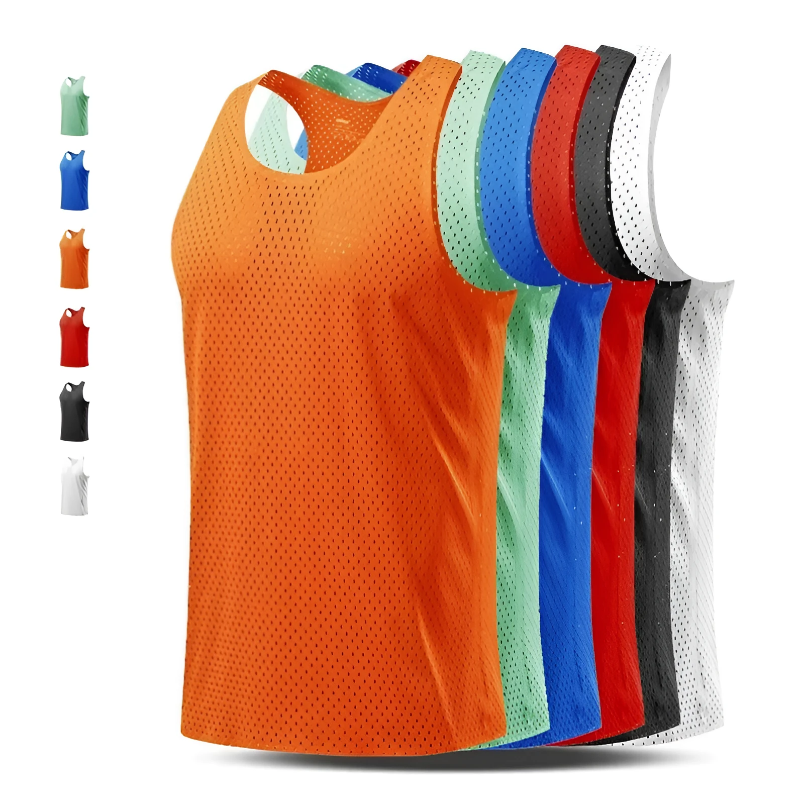 Men's solid colour sleeveless athletic vest in quick-drying polyester fabric for outdoor sports