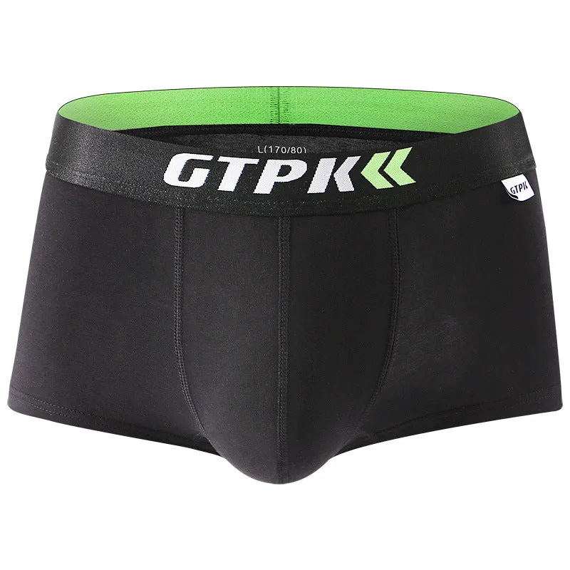 Men's cotton boxer briefs in solid colours, breathable knit fabric with mid-waist design