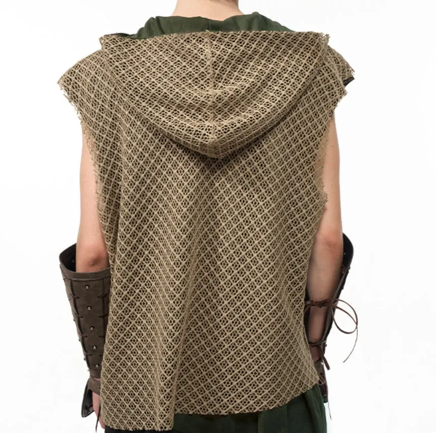 Niche Real Two Pieces checkered hollow pullover hooded vest in black side view