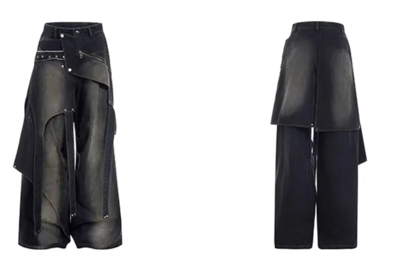 Youthful deconstruction worn jeans in cotton with front zipper available in sizes S M L XL