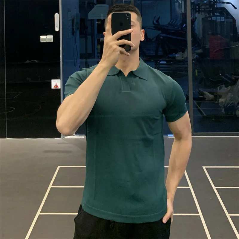 Men's British Business Summer Ice Silk T-shirt in loose fit, short sleeves, available in six colours including white and black