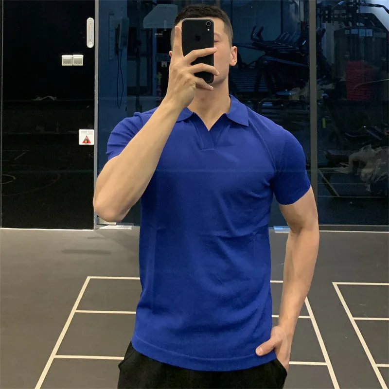 Men's British Business Summer Ice Silk T-shirt in loose fit, short sleeves, available in six colours including white and black
