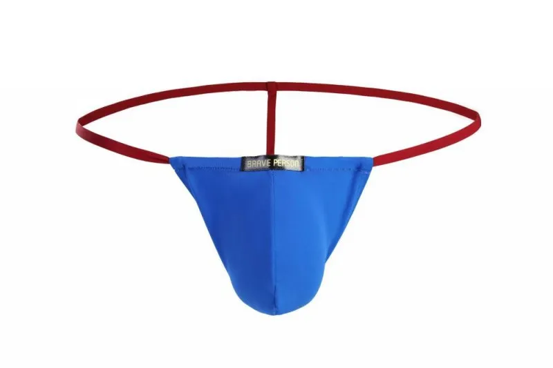 Ice Silk men's T-back half-sheath brief in solid colour, low waist, knitted nylon underwear