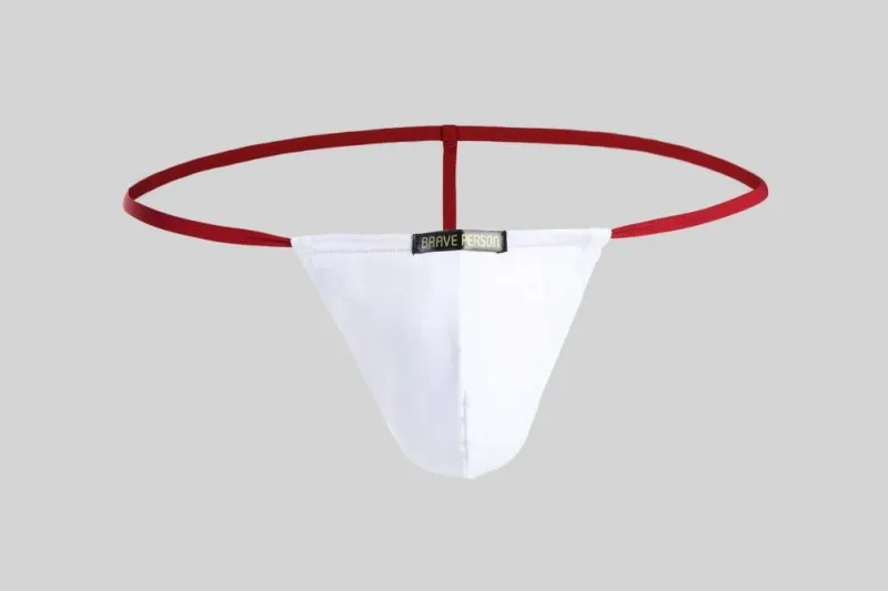 Ice Silk men's T-back half-sheath brief in solid colour, low waist, knitted nylon underwear