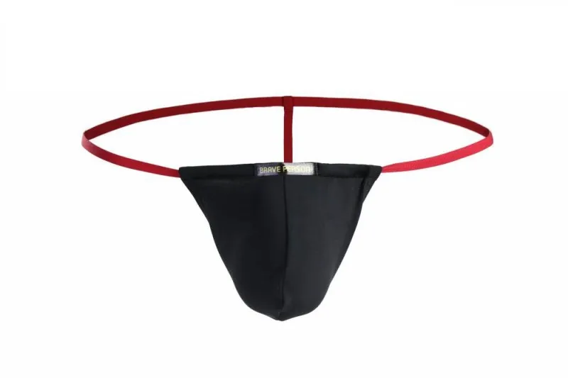 Ice Silk men's T-back half-sheath brief in solid colour, low waist, knitted nylon underwear