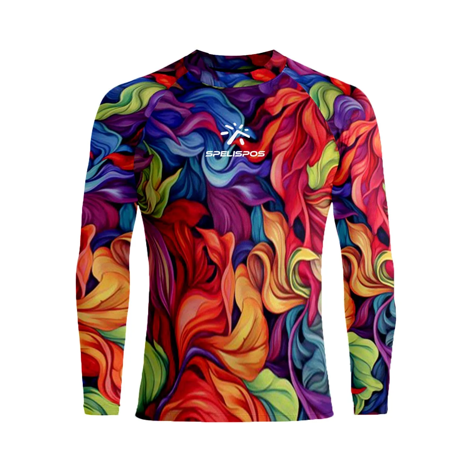 Long sleeve hooded rash guard for men in Lycra fabric, quick-drying, sizes XS to 6XL for diving and surfing.