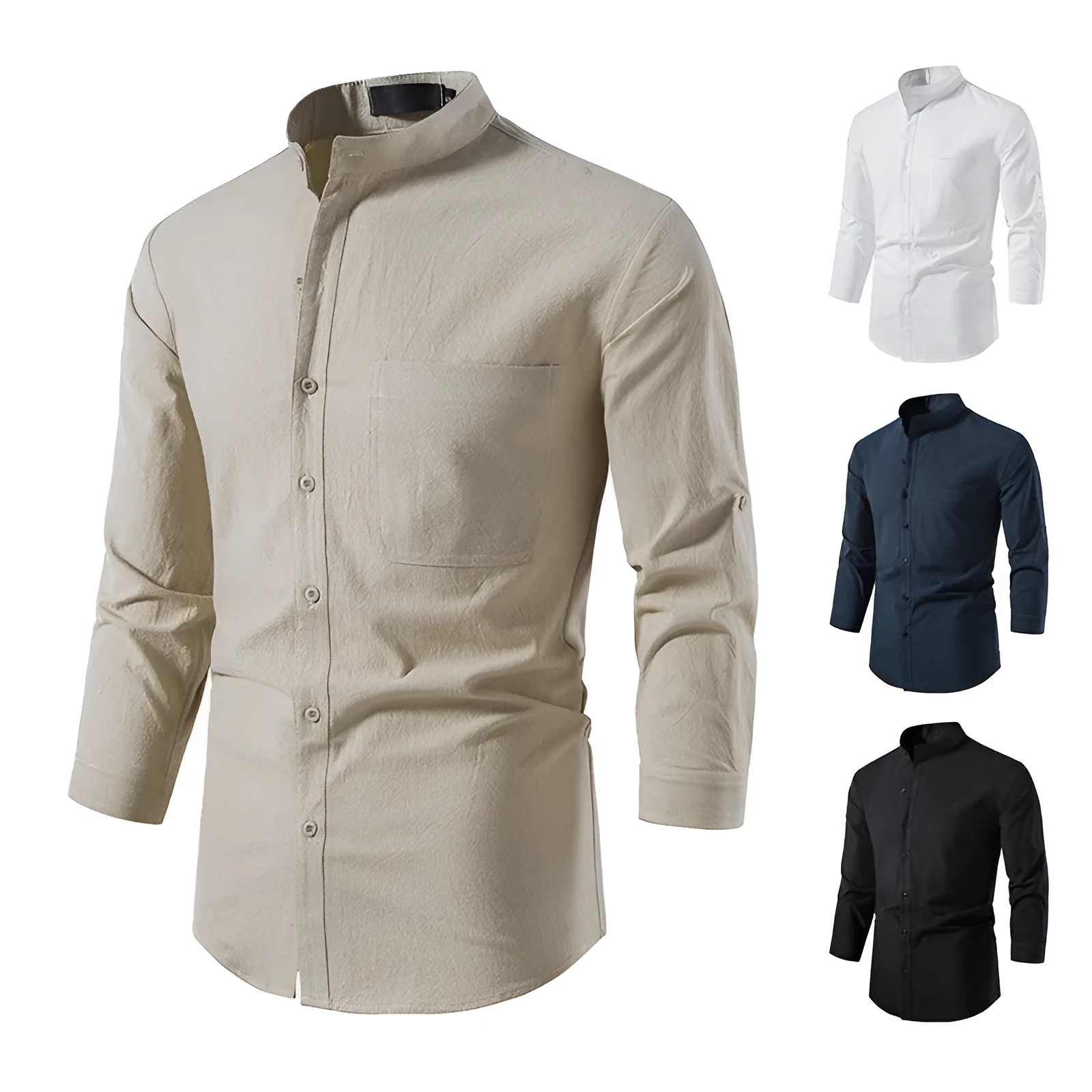 Button beach yoga leisure summer shirt white long sleeve cotton cardigan solid colour