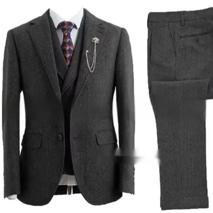 New men's casual three-piece suit in slim fit nylon fabric in brown colour