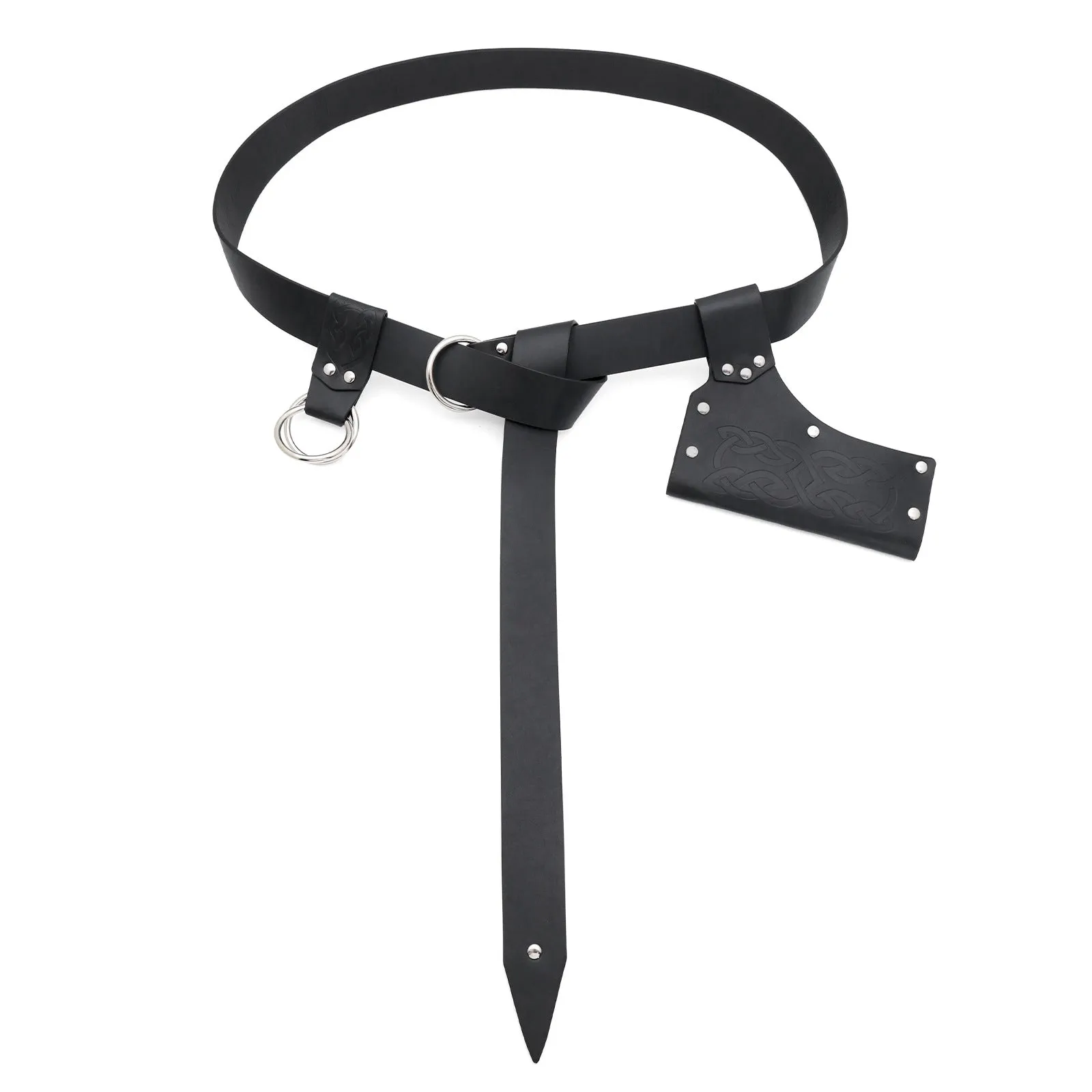 Medieval knight PU belt three-piece set for men cosplay props in black
