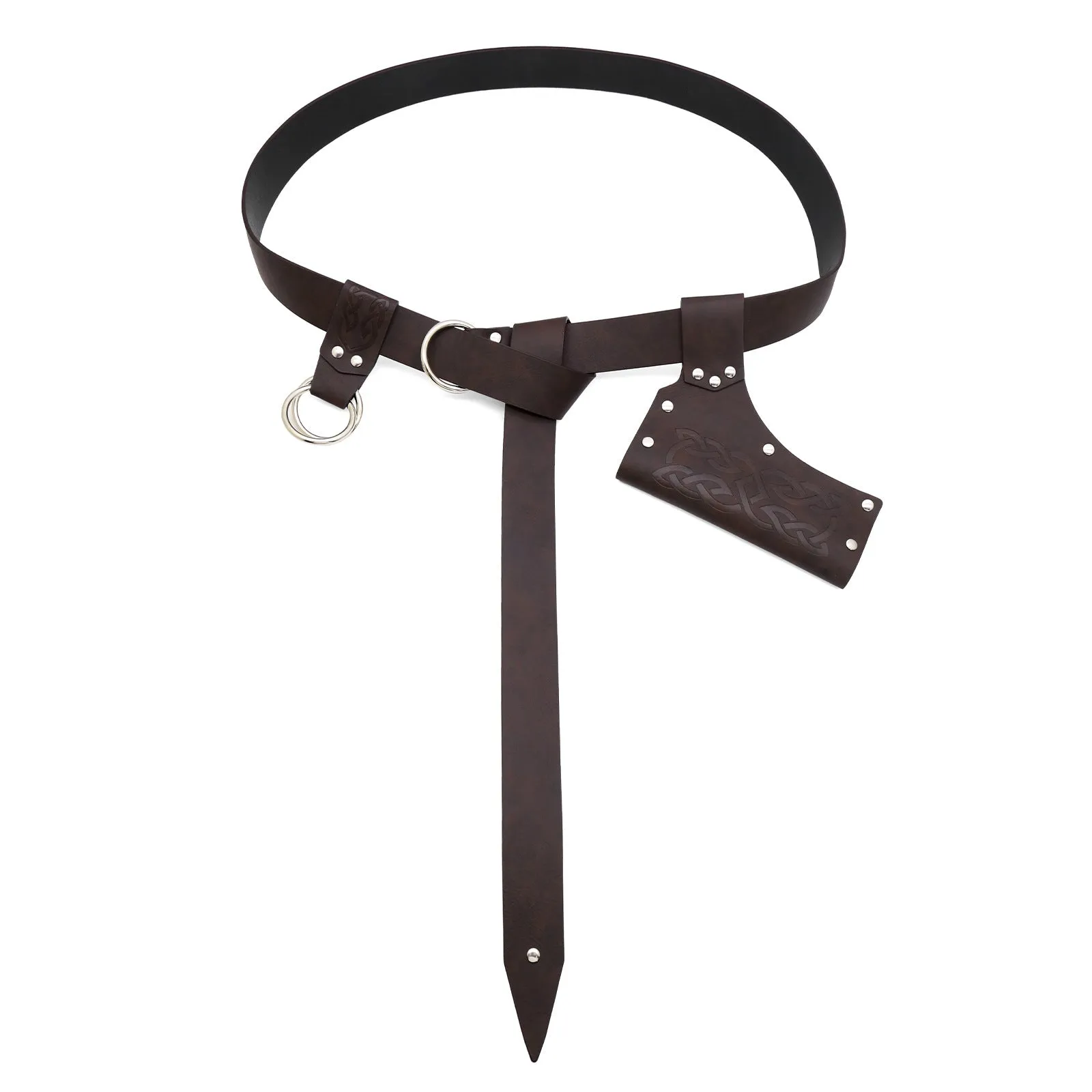 Medieval knight PU belt three-piece set for men cosplay props in black