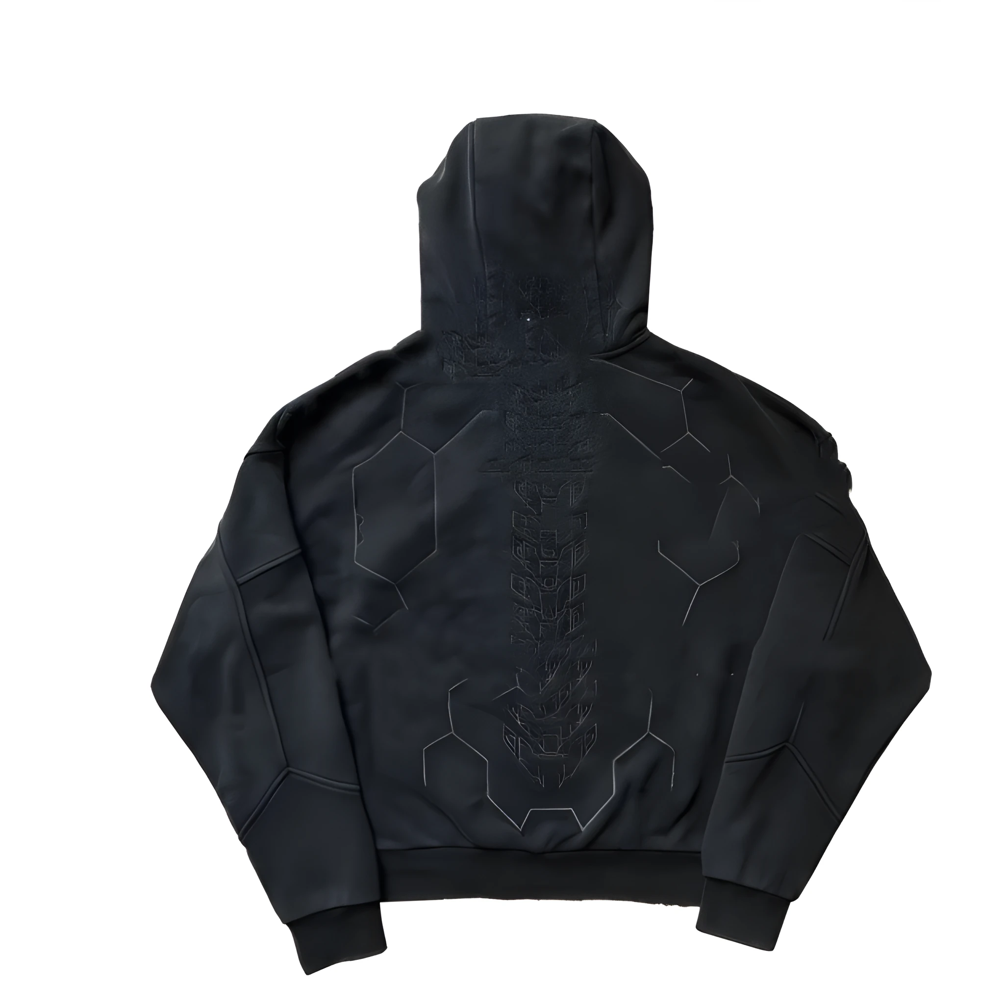 Fashion printed long sleeve sports and leisure sweater in black, loose fit, with dimensional patch pocket for men and teenagers