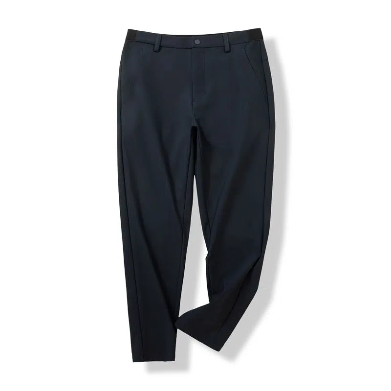 Men's straight leg casual pants in Army Green, slightly elastic, blended nylon fabric, mid-rise waist