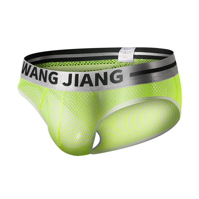 Men’s low waist mesh triangle briefs in solid colour breathable polyester summer underwear
