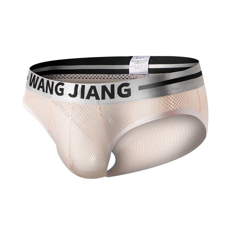 Men’s low waist mesh triangle briefs in solid colour breathable polyester summer underwear