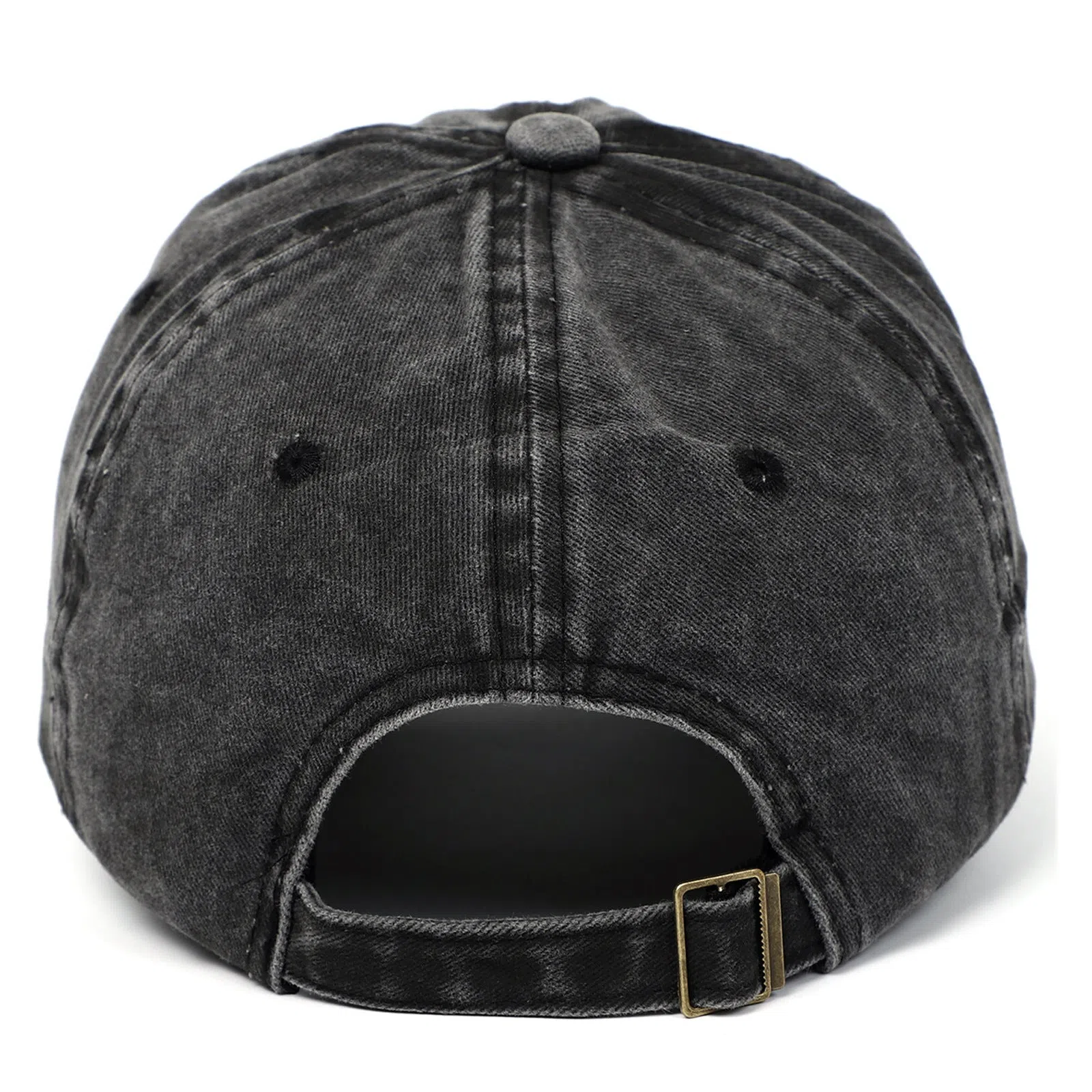 Black cat embroidered washed baseball cap in black, cotton fabric, adjustable size, dome crown style
