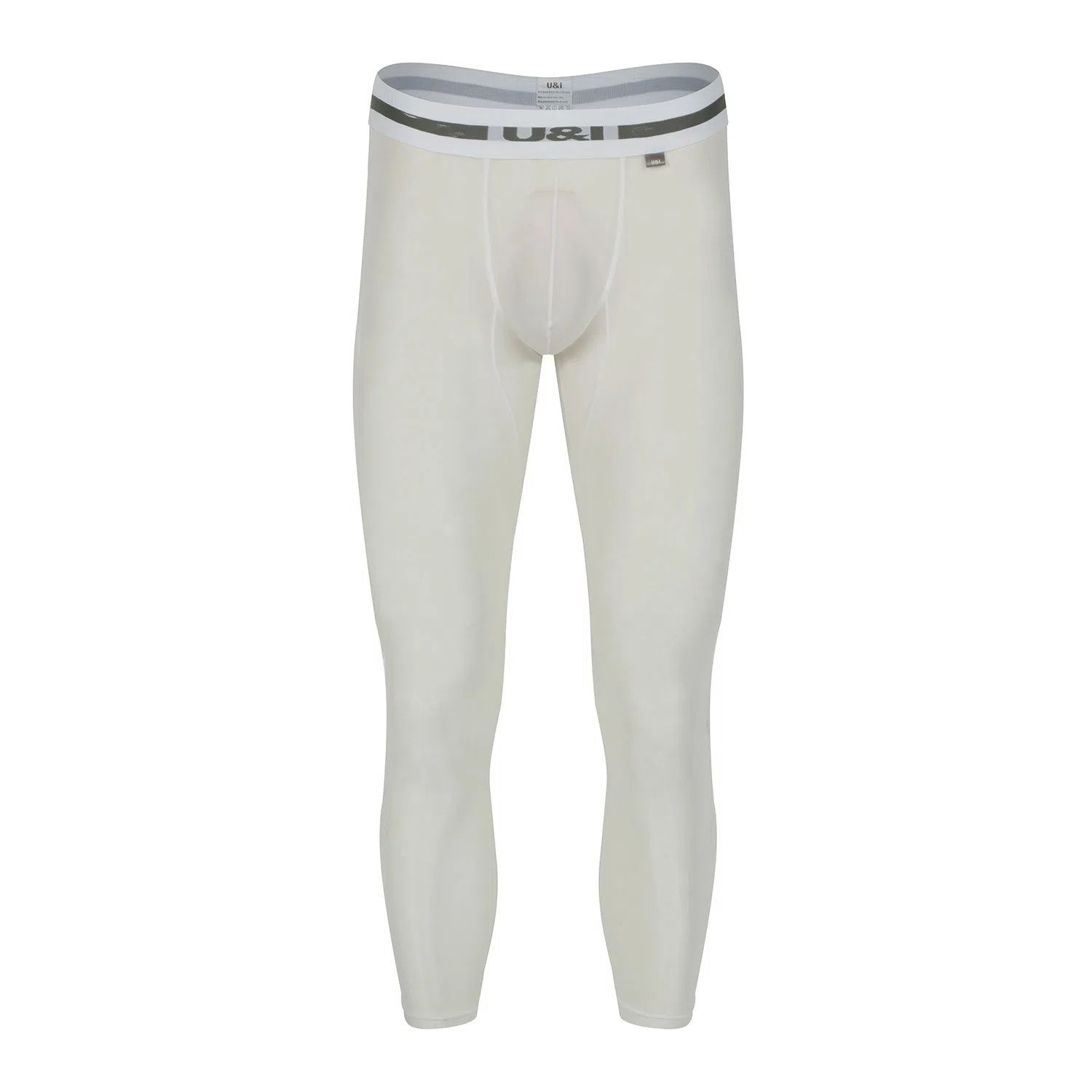 Sexy men's high-elasticity ice silk sports fitness leggings in solid colour black, front view