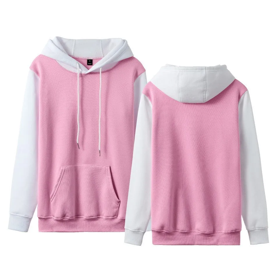 Loose casual hoodie with contrast colour sleeves and fleece lining in multiple colour options