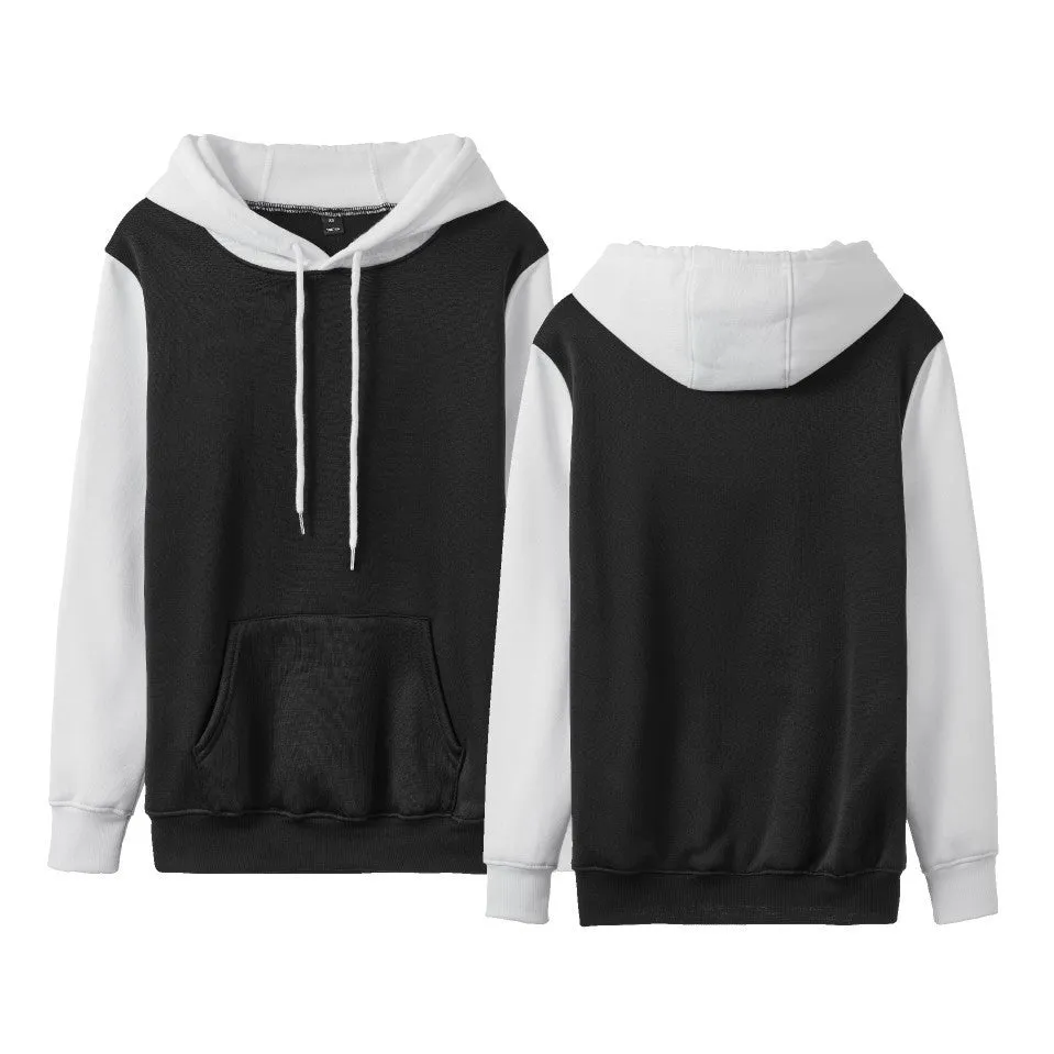 Loose casual hoodie with contrast colour sleeves and fleece lining in multiple colour options